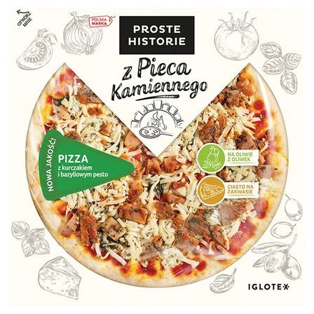 PROSTE HISTORIE Z Pieca Kamiennego Pizza z kurczakiem i bazyliowym pesto 390 g