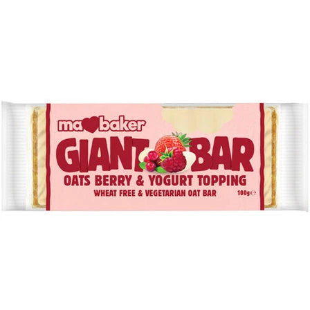 MA BAKER Baton zbożowy z kawałkami malin, żurawiną i truskawkami w polewie jogurtowej 100 g