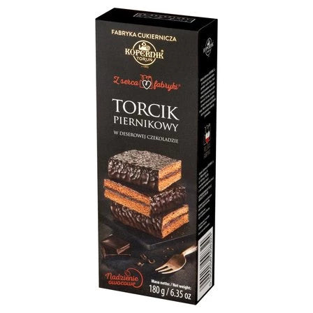 KOPERNIK Z serca fabryki Torcik piernikowy w deserowej czekoladzie nadzienie owocowe 180 g