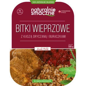 NATURALNIE SMACZNE Bitki wieprzowe z kaszą gryczaną i buraczkami 500 g