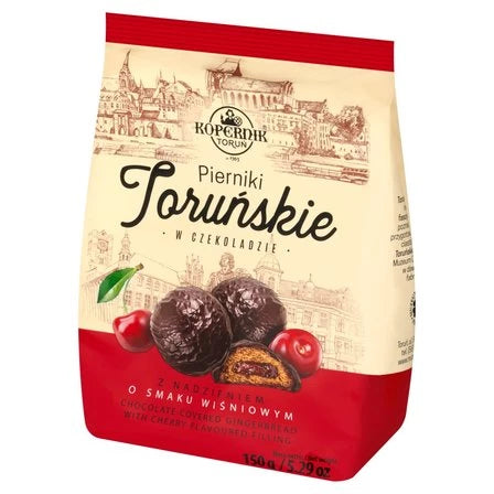 KOPERNIK Pierniki toruńskie w czekoladzie z nadzieniem o smaku wiśniowym 150 g