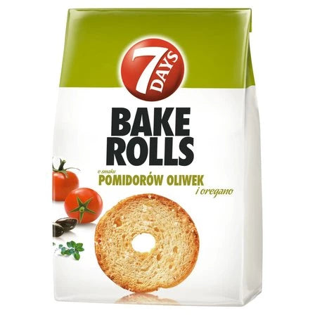 7 DAYS Bake Rolls Chrupki chlebowe o smaku pomidorów oliwek i oregano 150 g