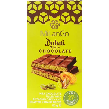 MILANGO Czekolada Dubajska mleczna z kremem pistacjowym i ciastem kataifi 122 g