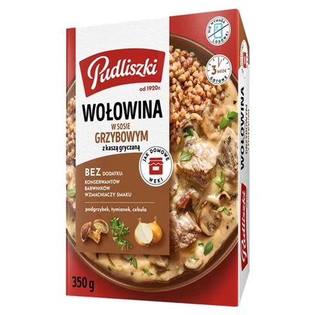 PUDLISZKI Wołowina w sosie grzybowym z kaszą gryczaną 350 g