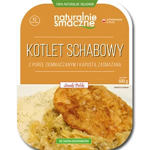 NATURALNIE SMACZNE Kotlet schabowy z puree ziemniaczanym i kapustą zasmażaną 600 g